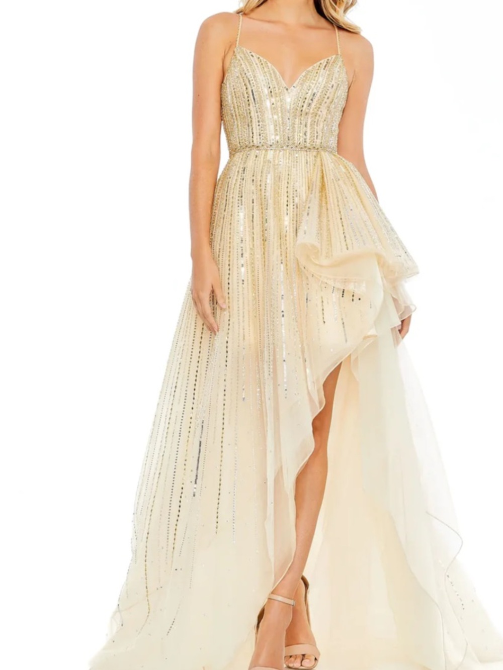 Mac Duggal Size 4 Gown Beaded Formal Slit Dress NWT - Picture 5 of 10